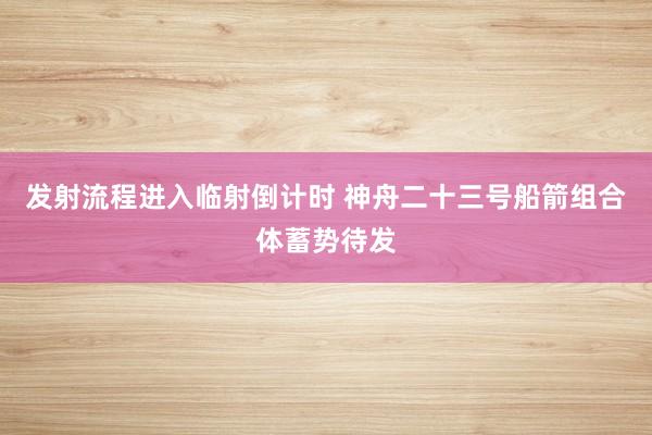 发射流程进入临射倒计时 神舟二十三号船箭组合体蓄势待发