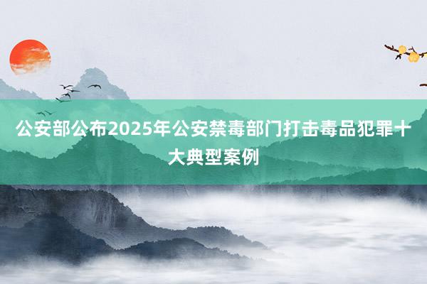 公安部公布2025年公安禁毒部门打击毒品犯罪十大典型案例
