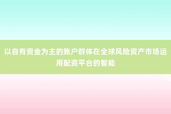 以自有资金为主的账户群体在全球风险资产市场运用配资平台的智能