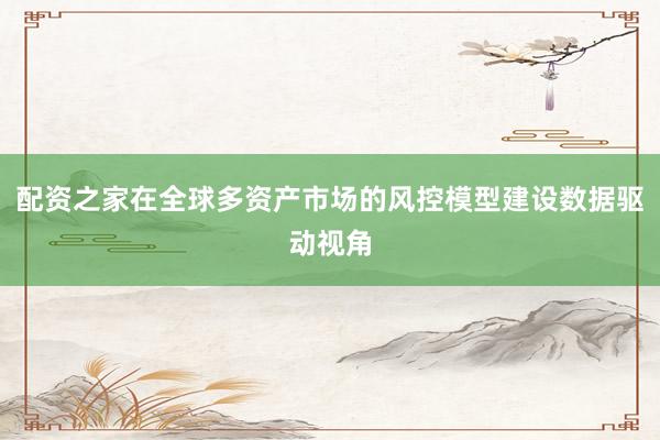 配资之家在全球多资产市场的风控模型建设数据驱动视角