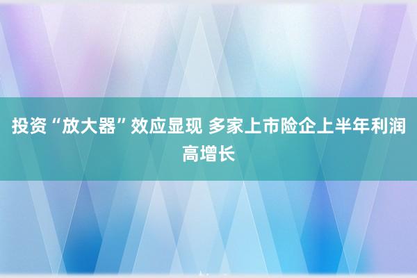 投资“放大器”效应显现 多家上市险企上半年利润高增长