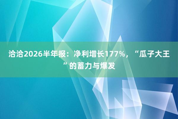 洽洽2026半年报：净利增长177%，“瓜子大王”的蓄力与爆发