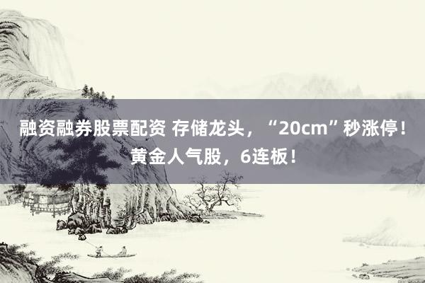 融资融券股票配资 存储龙头，“20cm”秒涨停！黄金人气股，6连板！