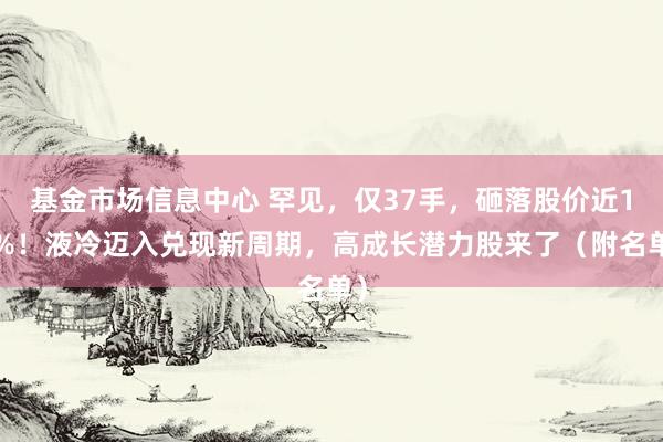 基金市场信息中心 罕见，仅37手，砸落股价近11%！液冷迈入兑现新周期，高成长潜力股来了（附名单）