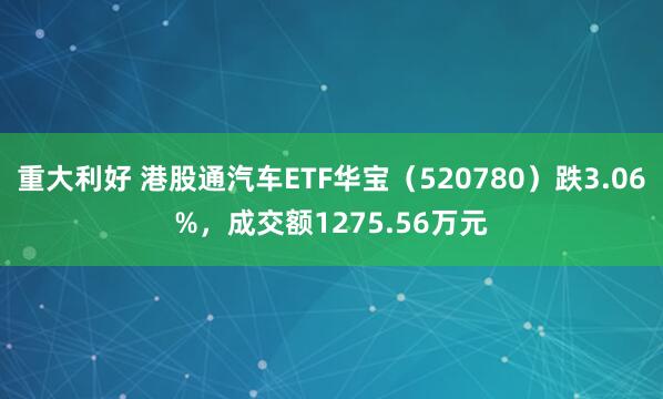 重大利好 港股通汽车ETF华宝（520780）跌3.06%，成交额1275.56万元