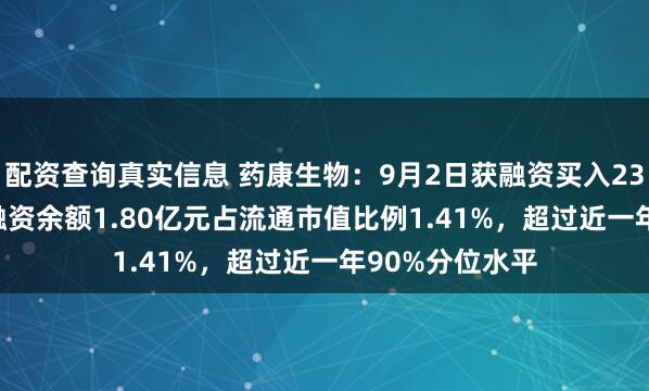 配资查询真实信息 药康生物：9月2日获融资买入2375.82万元，融资余额1.80亿元占流通市值比例1.41%，超过近一年90%分位水平